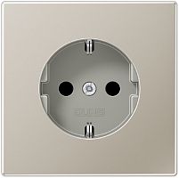 Розетка с заземлением без рамки Jung LS990 metal 1-м. шторки сталь картинка